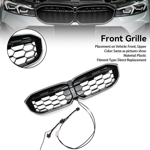 Diamond Gloss Black Front Kidney Grille Mesh Fit BMW 3 Series G20 G28 2023-2024