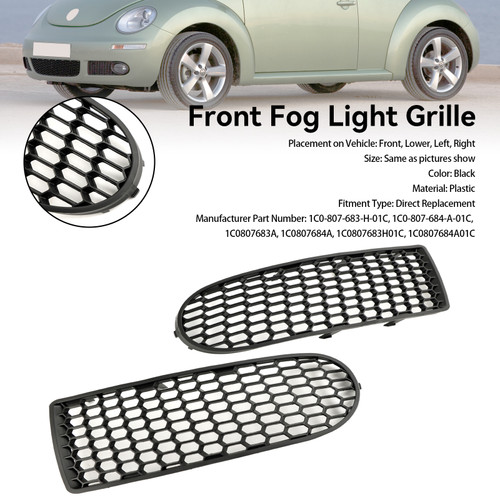 Front Bumper Fog Light Grill Fit VW Volkswagen Beetle & Beetle Convertible