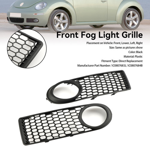 Front Bumper Fog Light Grille Fit VW Volkswagen Beetle & Beetle Convertible