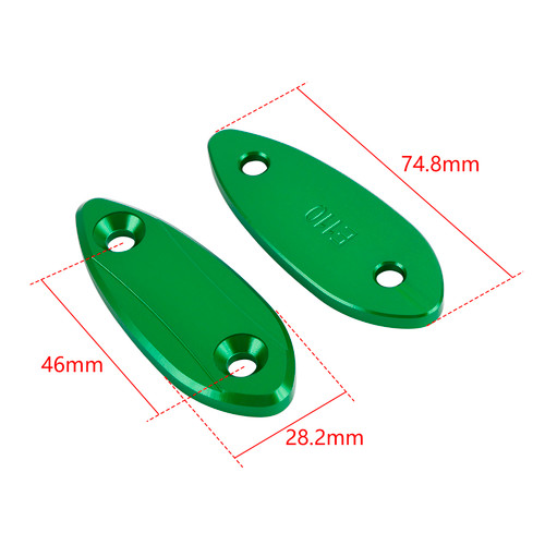 CNC Green Mirror Block Off Plates For Kawasaki Ninja 250 / 300 / 400 / 650 13-22