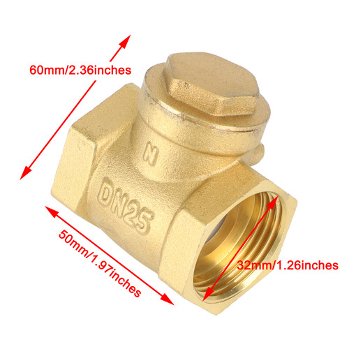 1" NPT Brass Water Oil Gas Swing Check Valve Threaded Plumbing Fitting