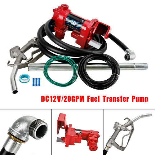 High Quality Fuel Transfer Pump 12Volt 20 GPM Diesel Gas Gasoline Kerosene Red