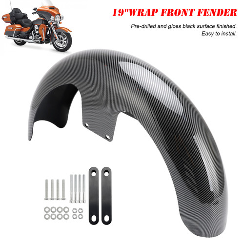 19" Wrap Front Fender ABS For Touring Electra Street Road Glide Baggers FLHT FLHR Carbon