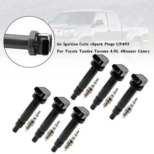 6x Ignition Coils +Spark Plugs UF495 For Toyota Tundra Tacoma 4.0L 4Runner Camry