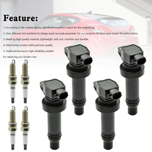 4X Ignition Coil +Spark Plug UF636 For Kia Rio Soul Hyundai Accent Veloster