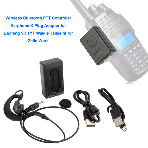 Wireless Bluetooth PTT Controller Earphone K Plug Adapter for Baofeng 5R TYT