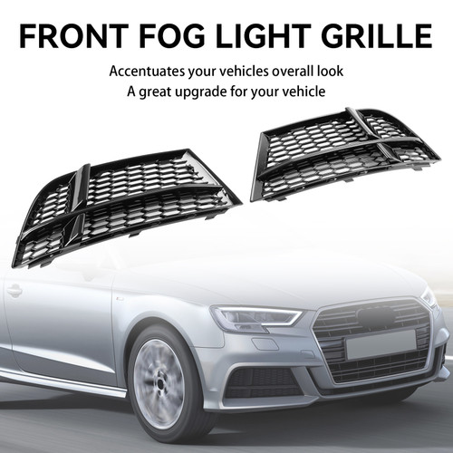 Front Fog Light Cover Bezel Grille Grill Fit AUDI A3 8V S-LINE 2017-2019