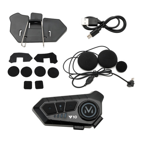 Headset Helmet Bluetooth Earphone Speaker Player Universal Black For Motorcycle