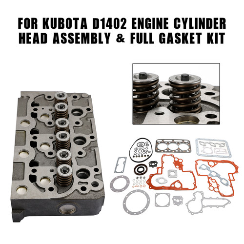 D1402 Cylinder Head Assy W/ Valves +Full Gasket For Kubota L2202 L2402 KH91