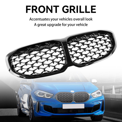 Gloss Black Diamond Front Kidney Grill Grille Fit BMW 1 Series F40 2019-2024
