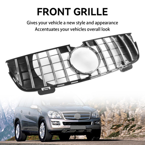 GT Front Bumper Grille Grill Fit Mercedes Benz GL-Class X164 2007-2009 Chrome