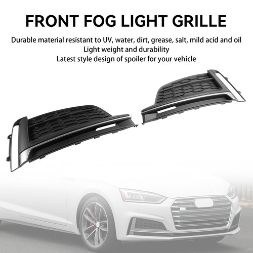 2PCS Front Bumper Fog Light Grille Cover Trim Fit Audi A5 S-Line S5 2018-2019