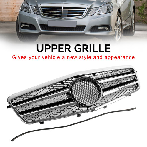 2009-2013 Mercedes-Benz E-Class W212 E200 E220 E350 E550 E63 AMG Upper Grille With badge Chrome, Black Generic