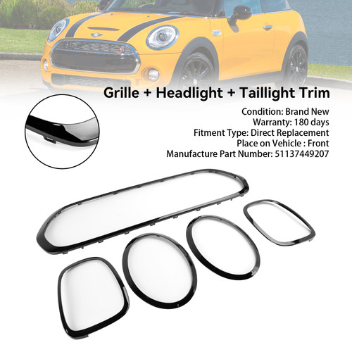 2015 onwards MINI F57 2 Door Convertible Cooper S, Cooper SD Front Bumper Grill Surround Trim+Front Fog Light Cover Trim+Rear Fog Light Cover Trim 51137449207 Generic