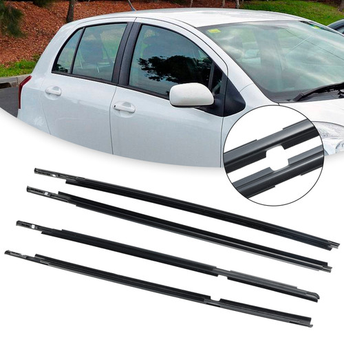 2005-2010 Toyota Yaris Vitz 4pcs Outer Door Glass Weatherstrip Moulding 68160-52110 Generic