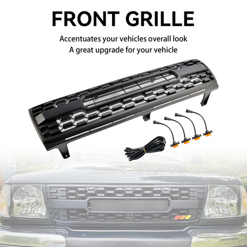 1997-2000 Toyota Tacoma Front Grille With letters LED Light Black Generic