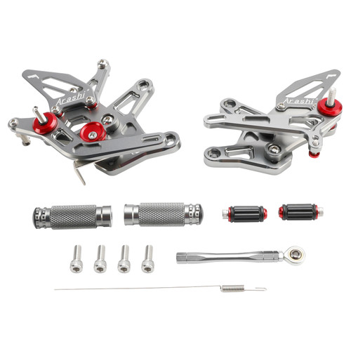 Racing Adjustable Rearsets Foot Pegs Gray For Kawasaki ZX6R ZX-6R