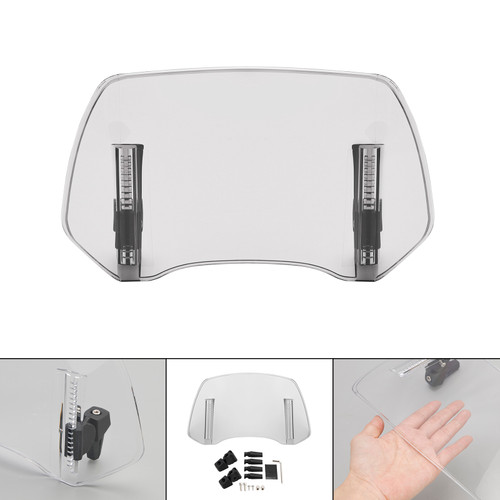 Universal Adjustable Windshield Clip On Wind Screen Deflector Extension Spoiler Clear Universal Adjustable Windshield Clip On Wind Screen Deflector Extension Spoiler Clear