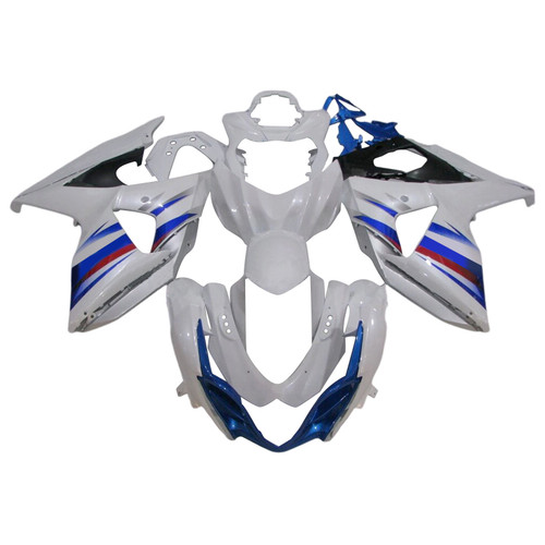 2009-2016 K9 GSXR1000 Suzuki White&Blue Style1 Fairing Kit