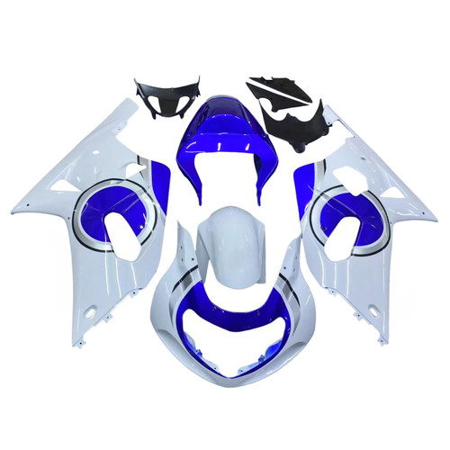 2001-2003 GSXR600 2000-2003 GSXR750 K1 Suzuki White with Blue Emblems Fairing Kit