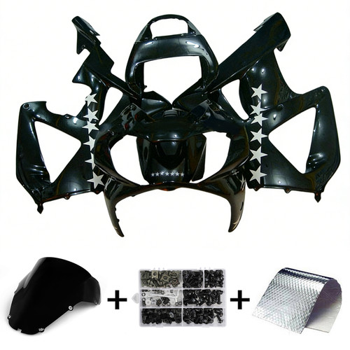 2000-2001 Honda CBR929RR Black & White Star Fairing Kit