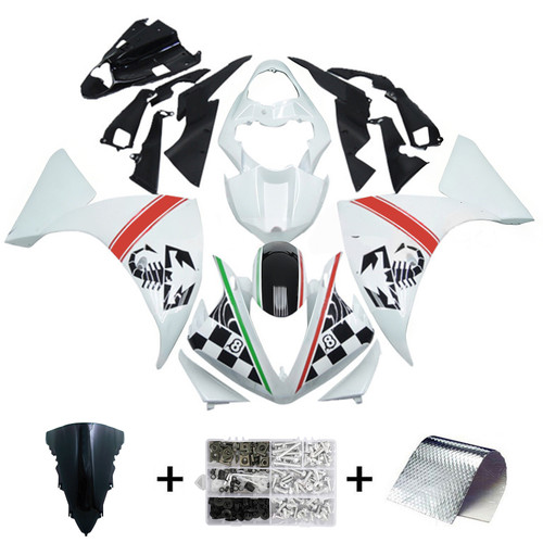 2012-2014 Yamaha YZF 1000 R1 White Black Fairing Kit