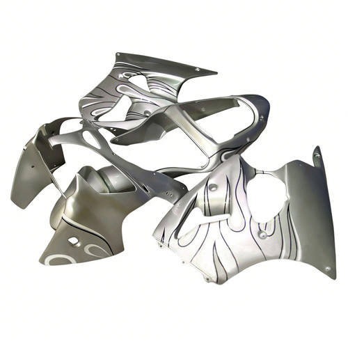 2000-2002 Kawasaki ZX6R 636 & 2005-2008 Kawasaki ZZR600 Silver Fairing Kit 1