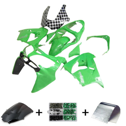 2000-2001 Kawasaki ZX9R Gray & Green Fairing Kit - Mad Hornets