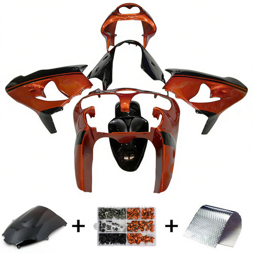 2000-2001 Kawasaki ZX9R Orange Black &White Logo Fairing Kit