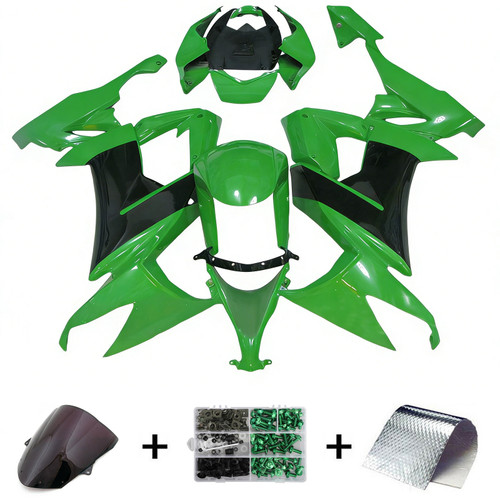 2008-2010 Kawasaki ZX10R Black Green Fairing Kit
