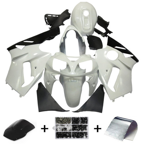 2000-2001 Kawasaki ZX12R Glossy Black White Fairing Kit