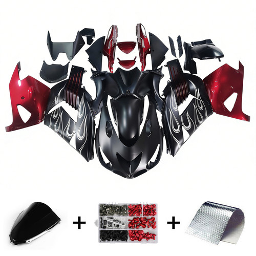2006-2011 Kawasaki ZX14R ZZR1400 Matte Black Fairing Kit
