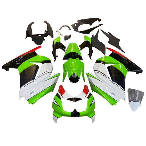 2008-2012 Kawasaki EX250 Ninja250R Black White Green Fairing Kit 1