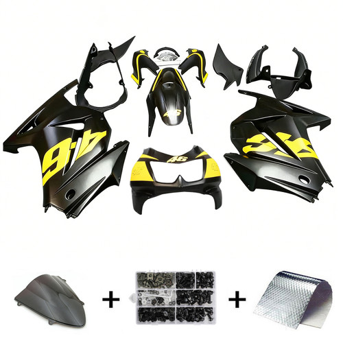 2008-2012 Kawasaki EX250 Ninja250R Black & Yellow Fairing Kit