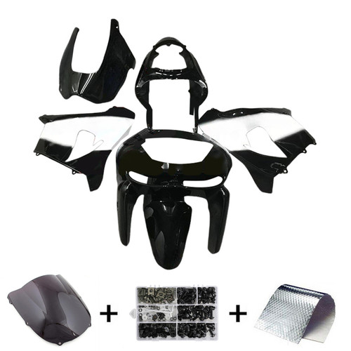1998-1999 Kawasaki ZX6R Black Blue Fairing Kit - Mad Hornets