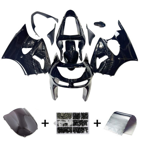 1998-1999 Kawasaki ZX6R Glossy Black Fairing Kit - Mad Hornets