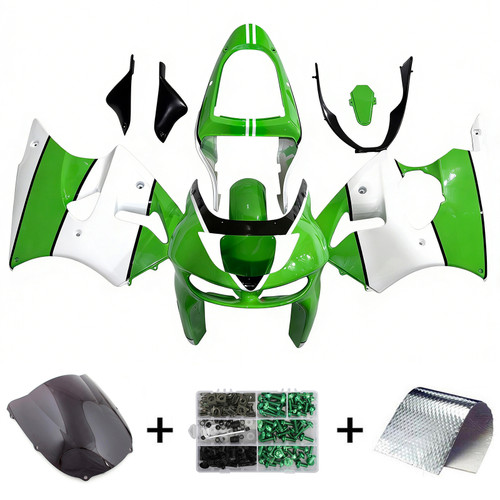 1998-1999 Kawasaki ZX6R White Green Fairing Kit