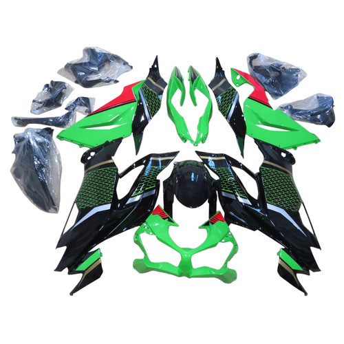2019-2023 Kawasaki ZX6R Black Green Fairing Kit