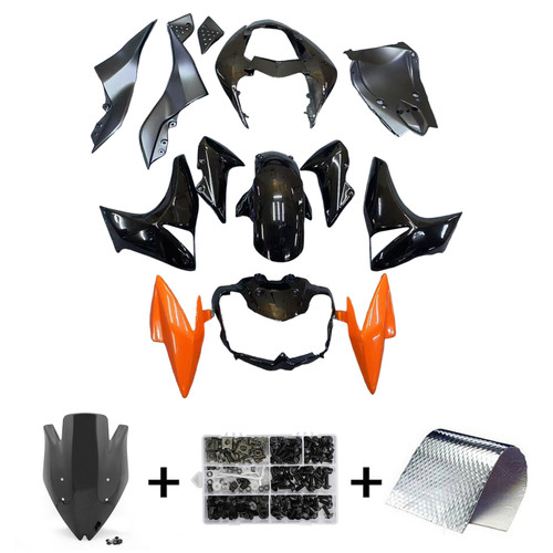 2007-2009 Kawasaki Z1000 Black Orange Fairing Kit