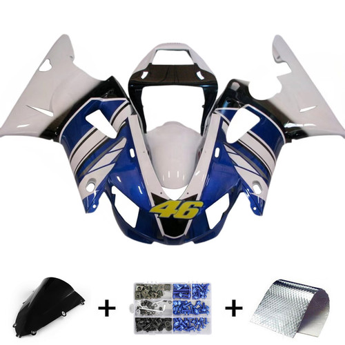 1998-1999 Yamaha YZF 1000 R1 Black Blue White Fairing Kit