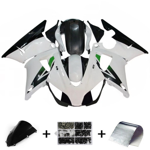 1998-1999 Yamaha YZF 1000 R1 White Black Green Fairing Kit
