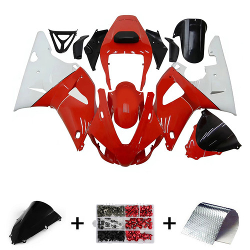 1998-1999 Yamaha YZF 1000 R1 Glossy Black White Red Fairing Kit
