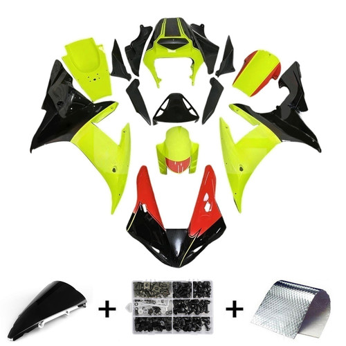 2002-2003 Yamaha YZF R1 Black Red Light Green Yellow Fairing Kit