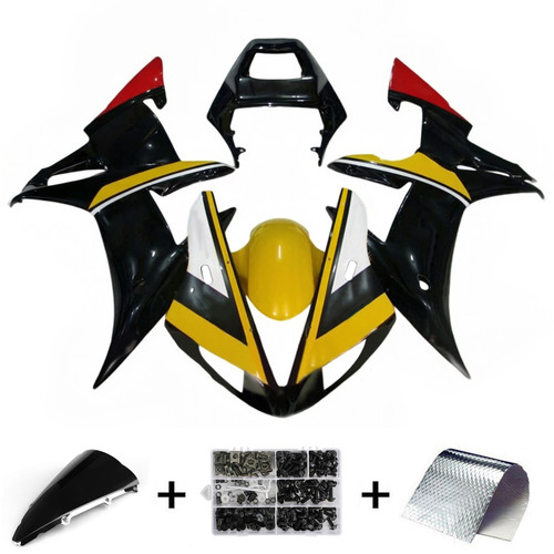 2002-2003 Yamaha YZF R1 Black White Yellow & Red Fairing Kit