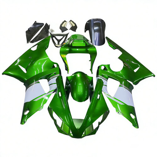 2000-2001 Yamaha YZF 1000 R1 Green White Fairing Kit