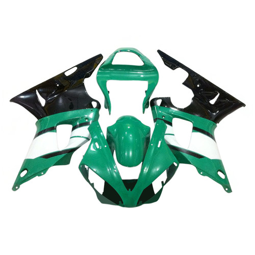 2000-2001 Yamaha YZF 1000 R1 Black Light Green Fairing Kit