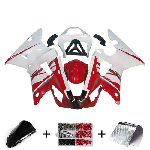 2000-2001 Yamaha YZF 1000 R1 Red White Fairing Kit