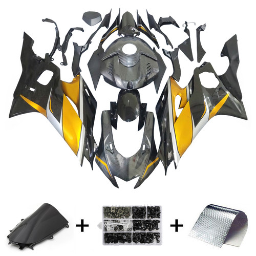 2017-2023 Yamaha YZF R6 Carbon Fiber Gold Black Fairing Kit