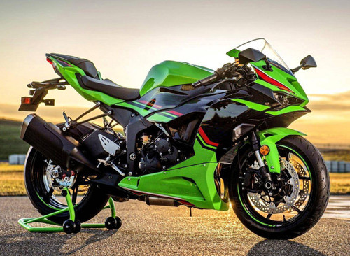 2024-2025 Kawasaki ZX6R Black Grey Green Fairing Kit - Mad Hornets