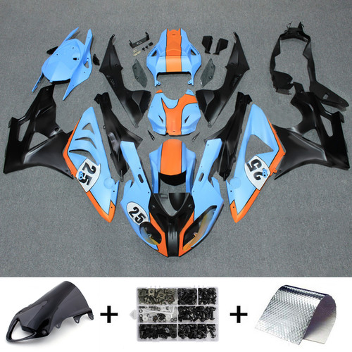 2009-2014 BMW S1000RR Matte Black Blue Orange Fairing Kit
